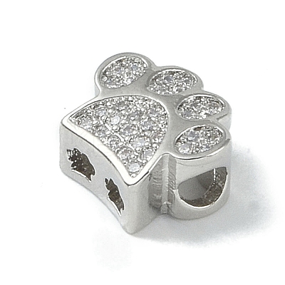 Rack Plating Brass Micro Pave Clear Cubic Zirconia Beads KK-A220-03P-1