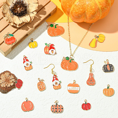 80Pcs 20 Styles Thanksgiving Day Theme Alloy Enamel Pendants ENAM-SC0006-85-1