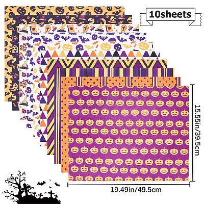 Halloween Printed Polycotton Fabric DIY-WH0032-07A-1