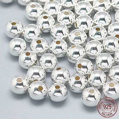 925 Sterling Silver Beads STER-T002-237S-6mm-1