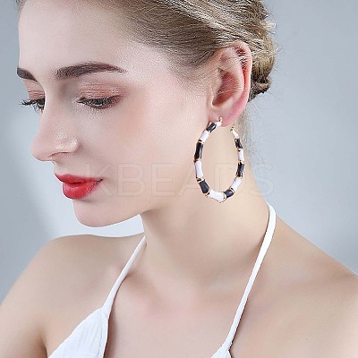 Enamel Bamboo Big Hoop Earrings JE976B-1