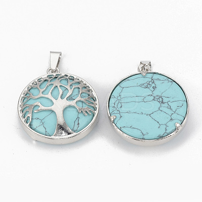 Synthetic Turquoise Pendants G-S292-10B-P-1