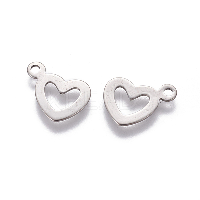 Non-Tarnish 304 Stainless Steel Open Heart Charms X-STAS-L234-087P-1