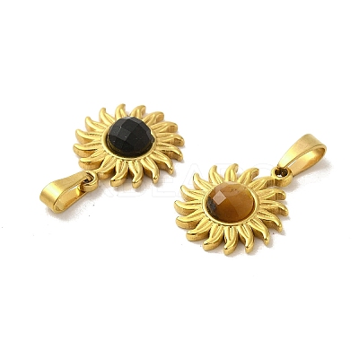 Gemstone Faceted Sun Pendants STAS-P361-03G-1