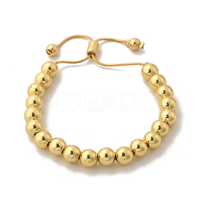 Rack Plating Brass Round Beaded Slider Bracelet for Women LS-BJEW-B066-01A-01-1