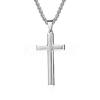 304 Stainless Steel Cross Pendant Unisex Necklaces TQ5525-2-1