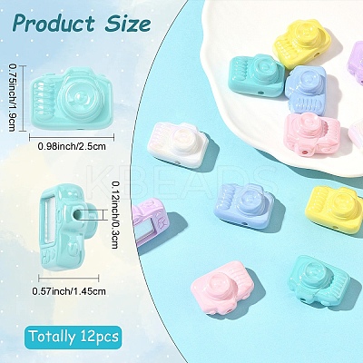 12Pcs 6 Colors Opaque Acrylic Beads MACR-YW0004-66-1