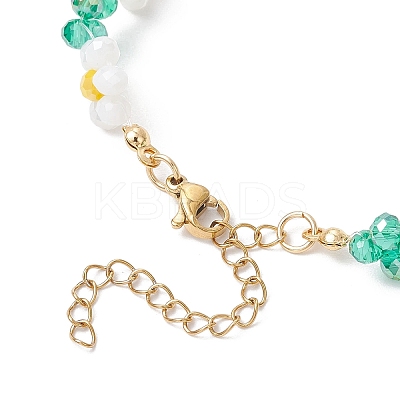 Flower Glass Beaded Bracelets for Women BJEW-TA00626-1