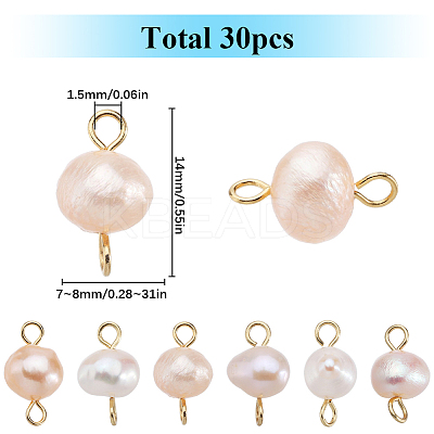 Natural Cultured Freshwater Pearl Potato Connector Charms PALLOY-SC00009-1