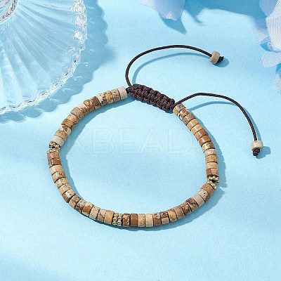 Natural Picture Jasper Braided Bead Bracelets BJEW-JB11114-04-1