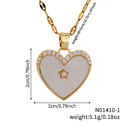 Elegant Fashionable Brass Micro Pave Clear Shiny Cubic Zirconia Heart Necklaces for Daily Wear HK4555-1-1