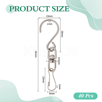 40Pcs S Shape Stainless Steel Hanger Hooks PALLOY-ME00023-1