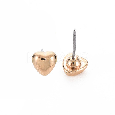 Heart Stud Earrings for Women EJEW-S213-02A-01G-RS-1