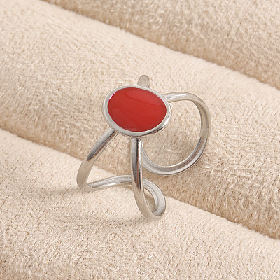 Adjustable 304 Stainless Steel Circle Cuff Open Rings for Women YT7476-1-1