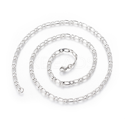 Non-Tarnish 304 Stainless Steel Figaro Chain Necklaces NJEW-E143-05P-1
