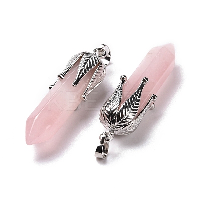 Natural Rose Quartz Big Pointed Pendants G-E059-03AS-08-1