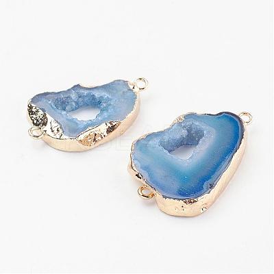 Electroplate Natural Druzy Geode Quartz Crystal Links connectors G-K189-04-1