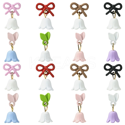 24Pcs 8 Colors Lily of the Valley Alloy Cabochons MRMJ-CJ0001-30-1