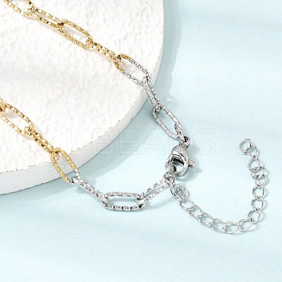 4MM Two Tone 304 Stainless Steel Textured Paperclip Chain Necklaces for Man and Women SA-CBAB767-09GP-1