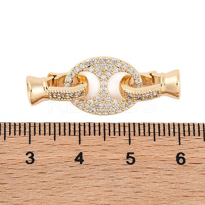 Brass Pave Clear Cubic Zirconia Fold Over Clasps KK-Z066-01G-1