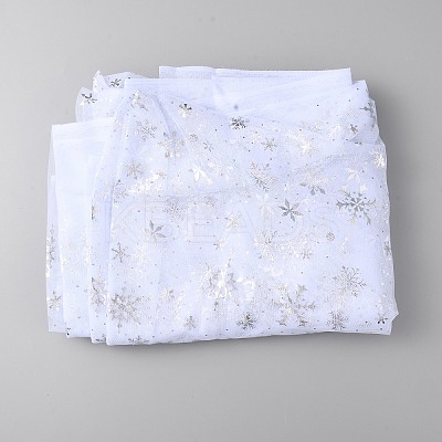 Snowflake Pattern Polyester Mesh Fabric DIY-WH0304-672A-1