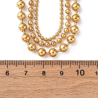 304 Stainless Steel 3 Layer Ball Chain Necklaces for Women NJEW-M107-04G-1