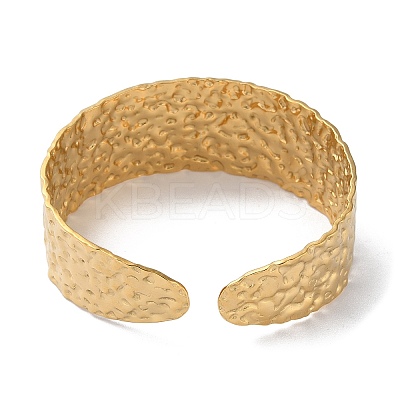 304 Stainless Steel Hammered Textured Cuff Bangles for Women BJEW-Q770-03G-1
