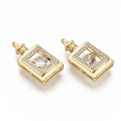 Brass Micro Pave Clear Cubic Zirconia Pendants X-ZIRC-T011-17G-NF-1