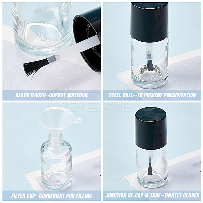 Transparent Glass Nail Polish Empty Bottle AJEW-GF0009-76B-02-1