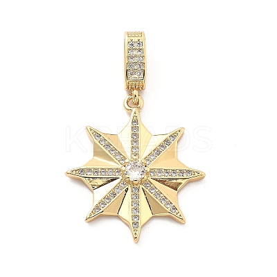 Rack Plating Brass with Cubic Zirconia Pendants KK-Q017-05C-G-1