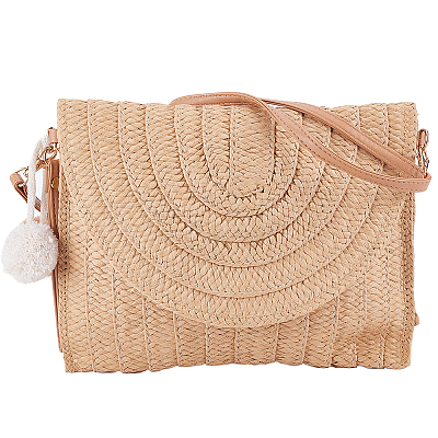 Women's Straw Knitted Bag AJEW-WH0348-18-1