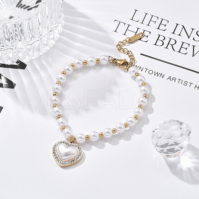 Ion Plating(IP) 304 Stainless Steel Charm Bracelets for Women BJEW-P345-04G-1