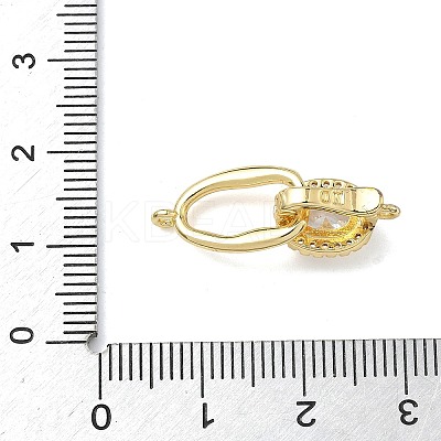 Oval Brass Micro Pave Clear Cubic Zirconia Fold Over Clasps KK-Z143-17G-1