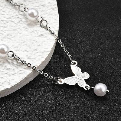 304 Stainless Steel Butterfly Link Bracelets BJEW-C098-01A-P-1