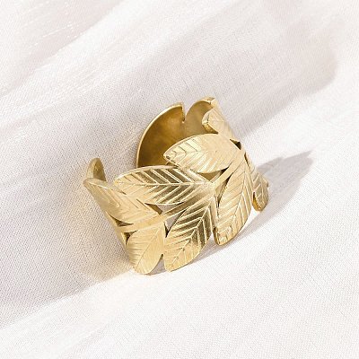 304 Stainless Steel Open Cuff Ring for Women LS-RJEW-Z083-02G-02-1