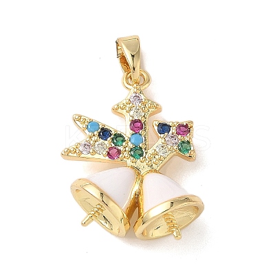 Christmas Brass Micro Pave Cubic Zirconia Pendant Peg Bails KK-K305-09G-1