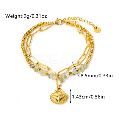 304 Stainless Steel & Natural Prehnite Beads Double Layer Bracelets FS-WG382E7-03-1