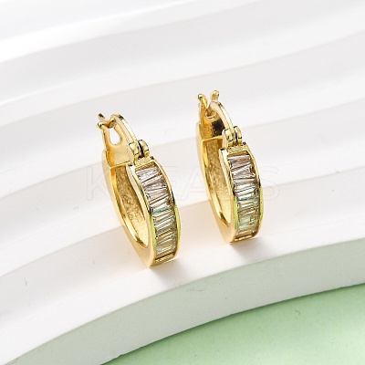 Brass Micro Pave Clear Cubic Zirconia Ring Hoop Earrings EJEW-K267-16G-1