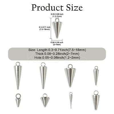80Pcs 8 Styles Stainless Steel Pendants STAS-CJ0002-85-1