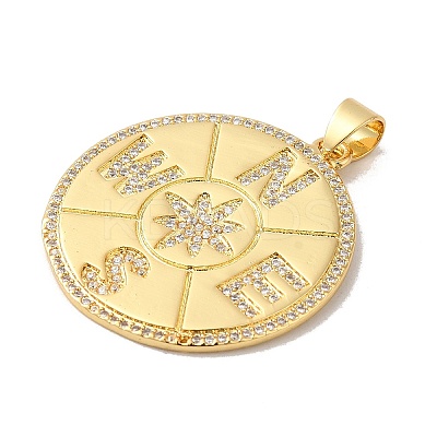 Rack Plating Brass Micro Pave Cubic Zirconia Pendants KK-P241-40G-1