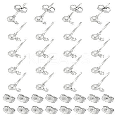 20Pcs Iron Ball Stud Earring Findings STAS-LP0001-67-1