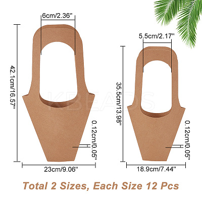 24Pcs 2 Styles Portable Kraft Paper Flower Gift Bags CARB-NB0001-10-1