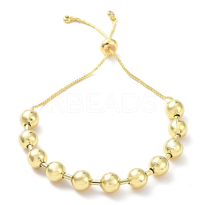 Long-Lasting Plated Brass Round Bead Slider Beacelets for Women Men LS-BJEW-E089-01G-04-1