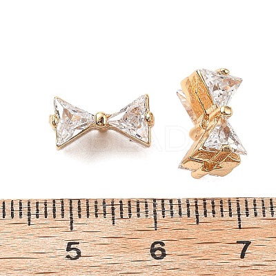 Brass Micro Pave Cubic Zirconia Beads KK-A259-05G-1