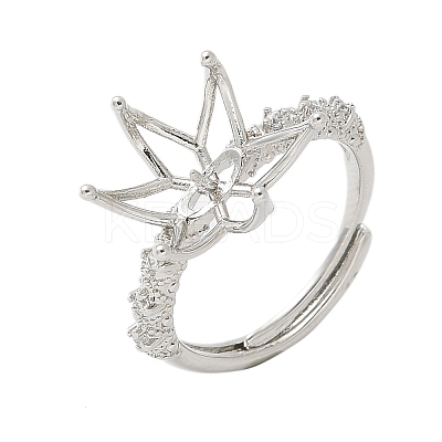 Flower Brass Micro Pave Cubic Zirconia Adjustable Ring Settings KK-K297-17P-1