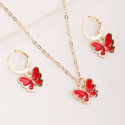 Butterfly Alloy Enamel Pendant Necklace & Earring Sets for Children FS-WGE37FF-10-1