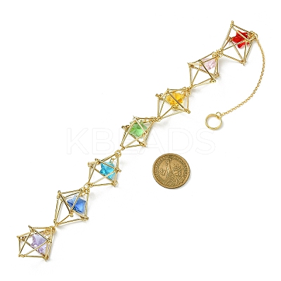 Brass Pouch Transparent Glass Star Pendant Decorations HJEW-JM01735-1