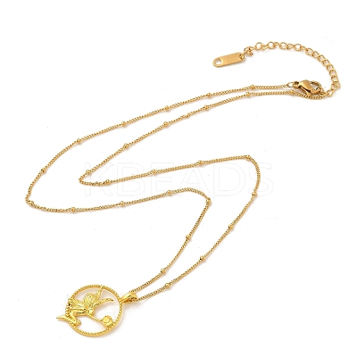 Brass & Acrylic Greek goddess Flat Round Pendant Necklaces LS-NJEW-R018-01G-1