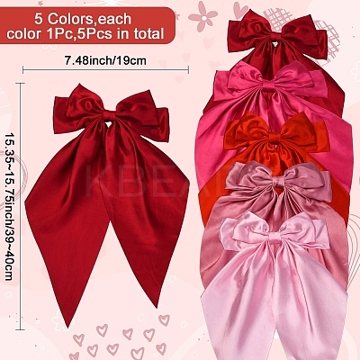 5Pcs 5 Colors Bowknot Polyester Hair Barrettes PHAR-SP0001-18A-1