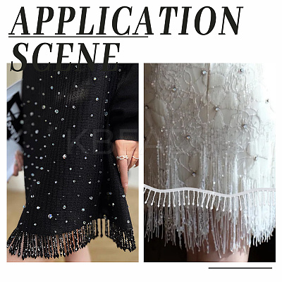 2.5 Yards Acrylic Beads Fringe Tassel Lace Trim Ribbon OCOR-HY0002-36-1